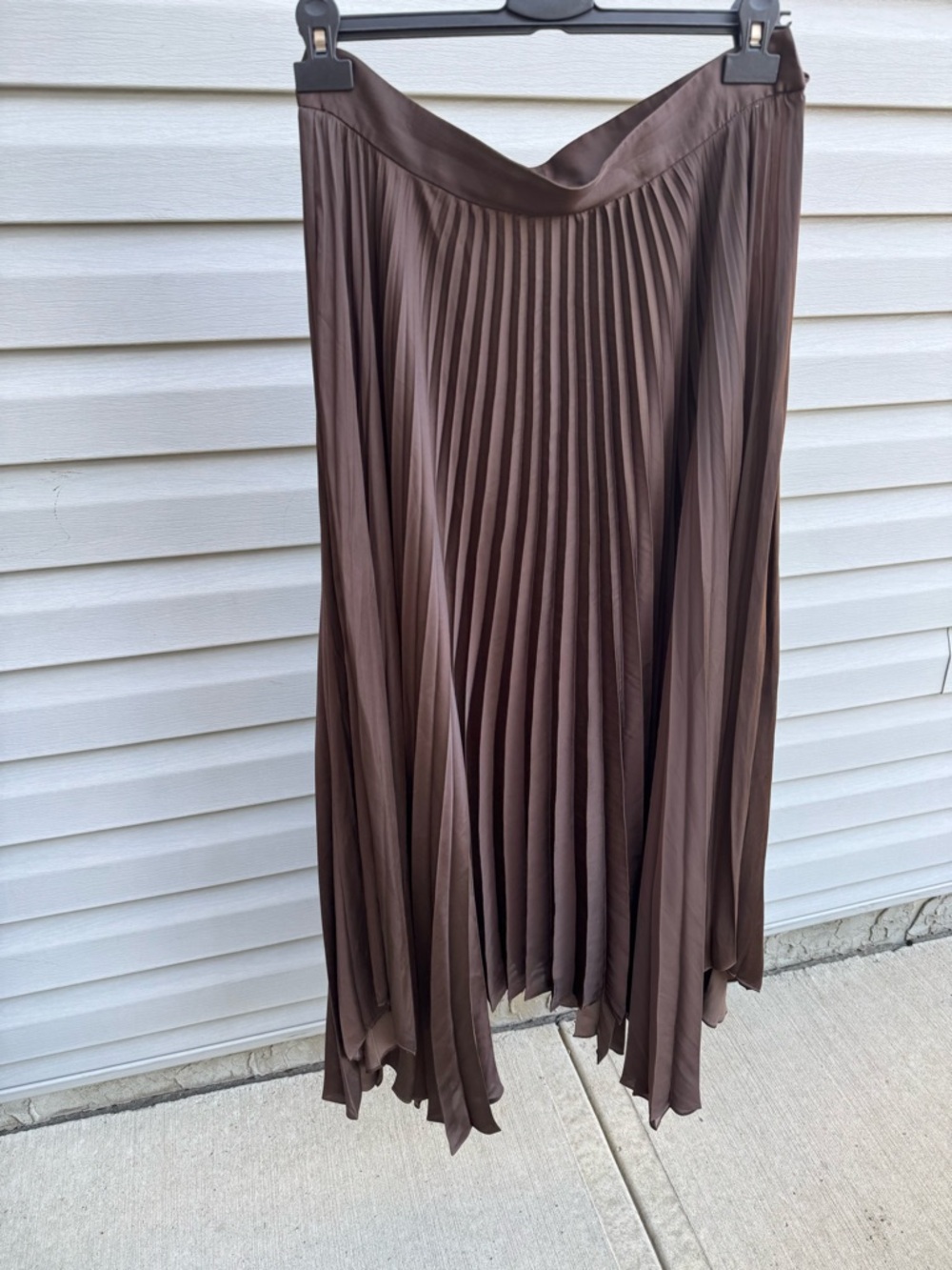 Massimo Dutti Chocolate Brown Pleated Midi Skirt
